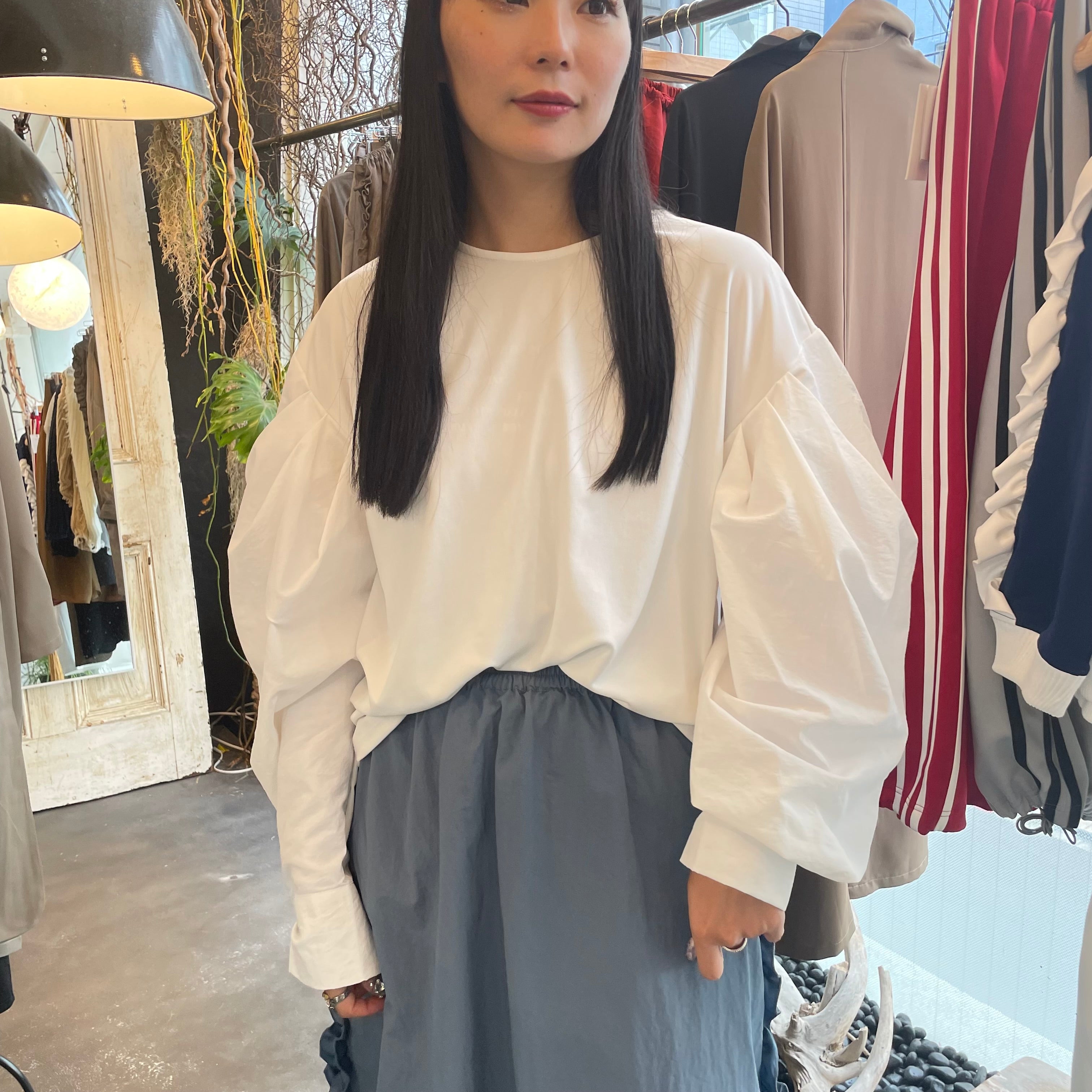 【terrace】タックカーブスリーブブラウス -オフホワイト- ※10/15-21より順次配送予定
