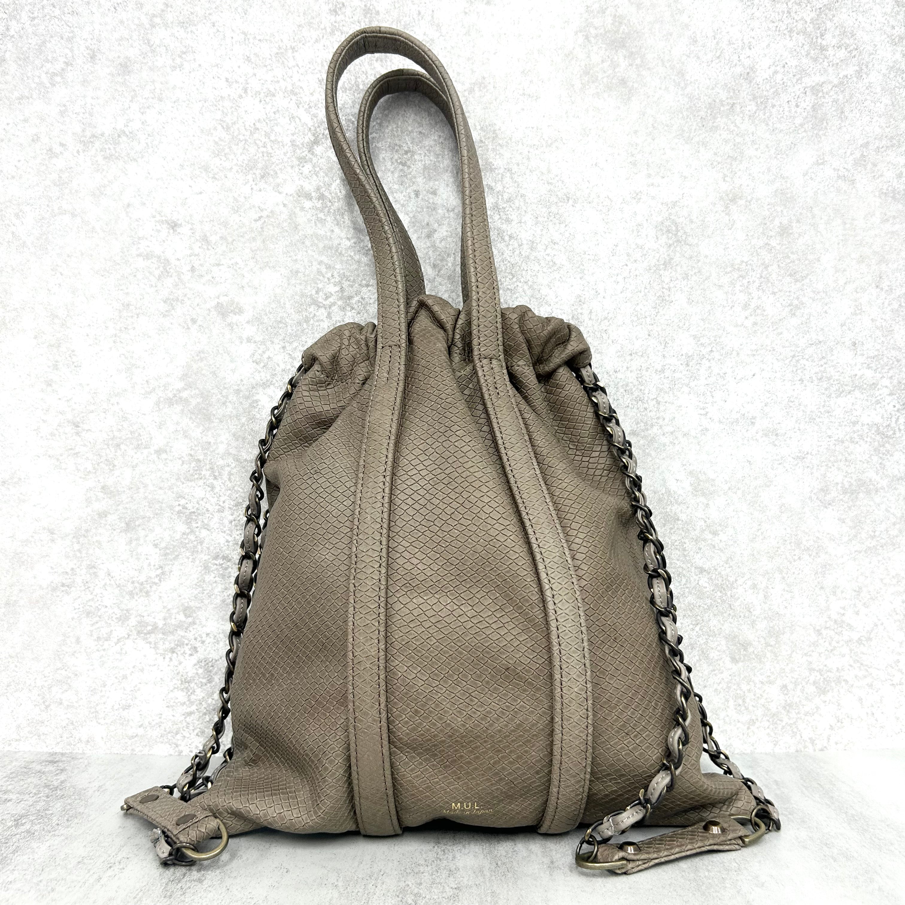 【M.U.L.】トラストートS グレージュ パイソン型押し マットゴールド金具 ※1週間前後で発送 ※事務所発送