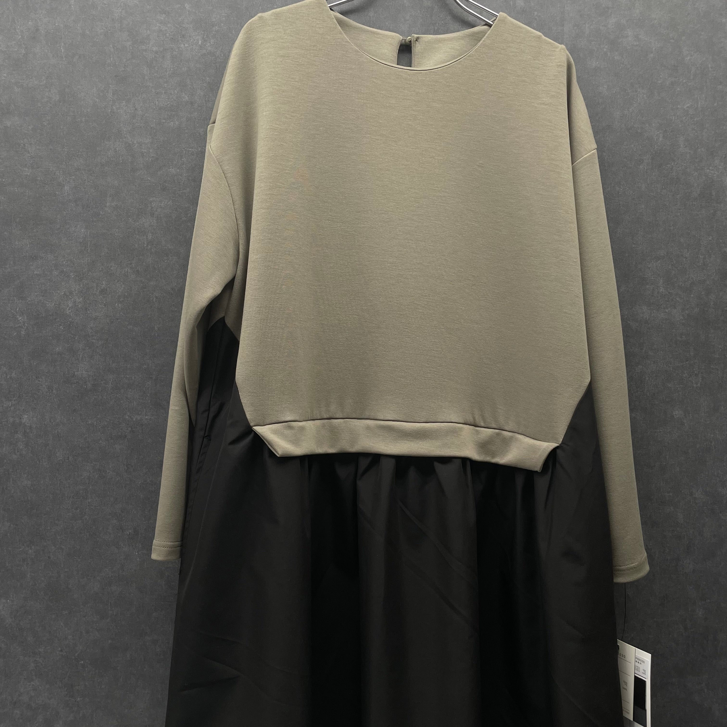 【予約】切替ワンピース -カーキ- ※ハンガー納品 ※1月上旬〜中旬頃より順次発送予定