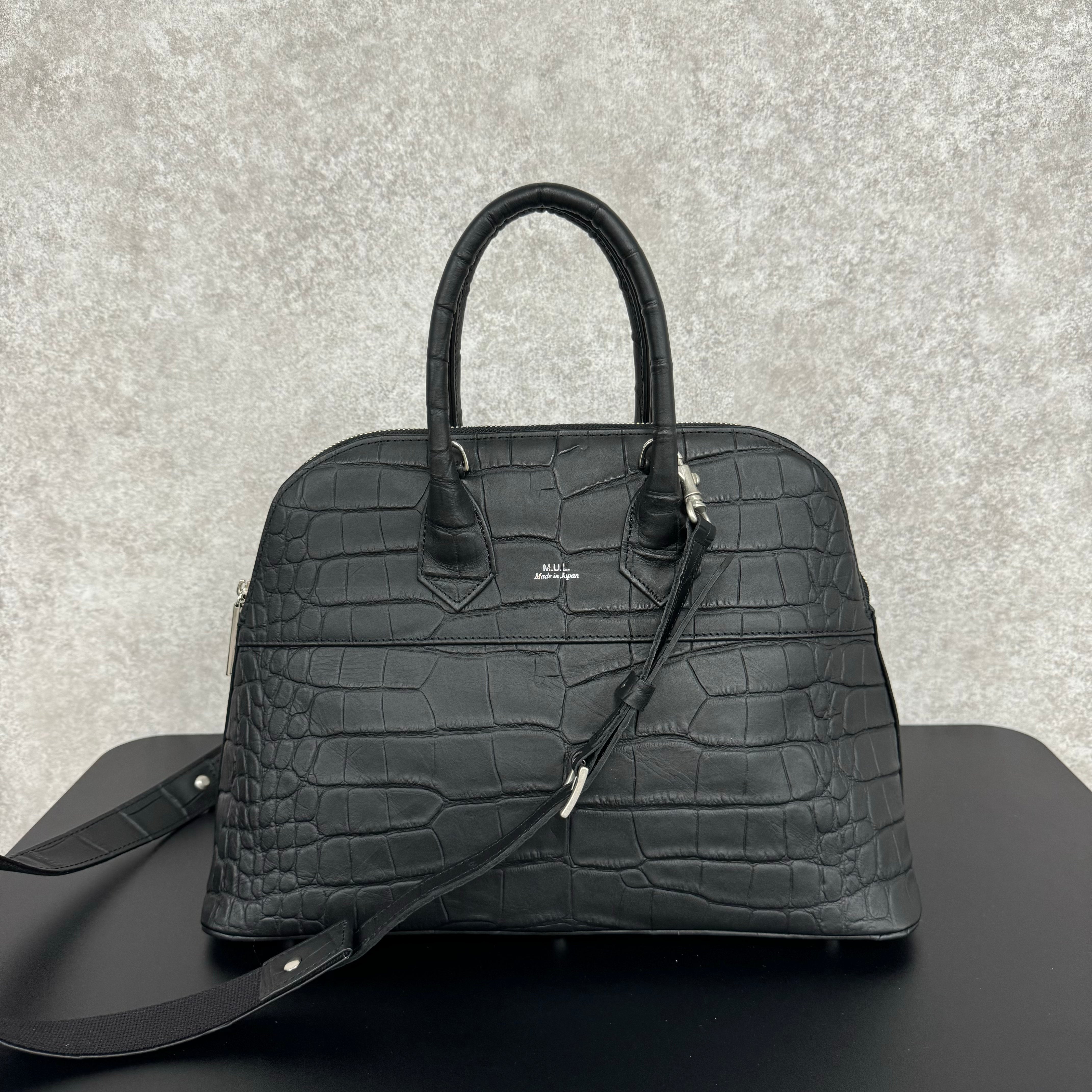 【M.U.L.】ラウンドトートM ブラック クロコダイル型押し ※1週間前後で発送