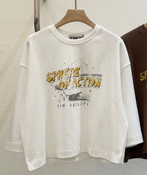 【LA MINE DOR】レタリング7分丈Tシャツ -ホワイト- ※10月下旬〜11月上旬頃より順次発送予定