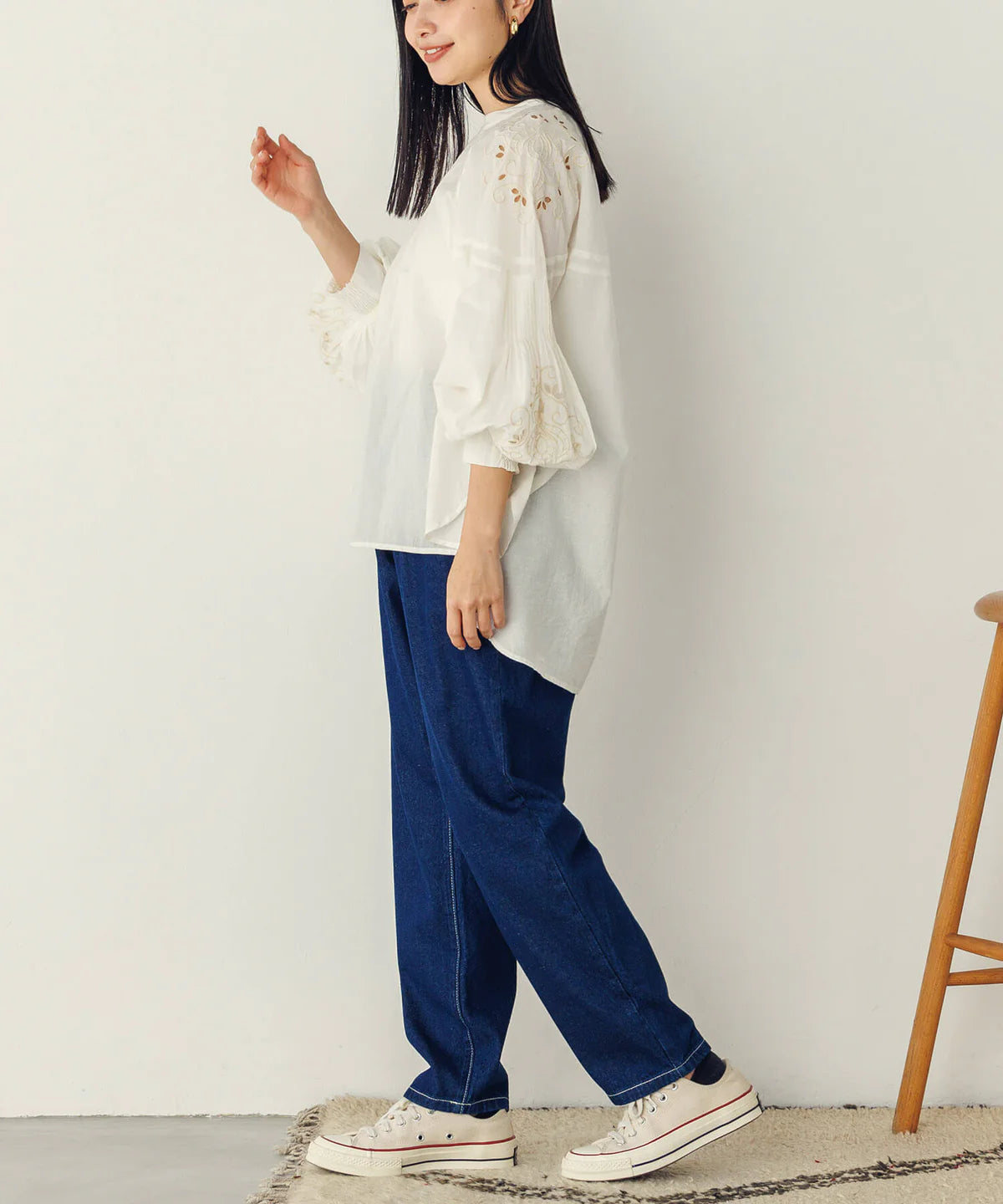 【hunch】デニム/ツイルテーパードパンツ -ネイビー- ※8/27-9/2より順次配送予定
