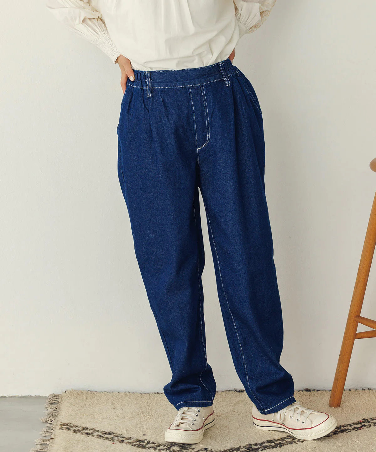 【hunch】デニム/ツイルテーパードパンツ -ネイビー- ※8/27-9/2より順次配送予定