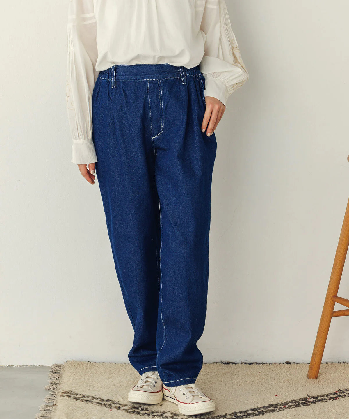 【hunch】デニム/ツイルテーパードパンツ -ネイビー- ※8/27-9/2より順次配送予定
