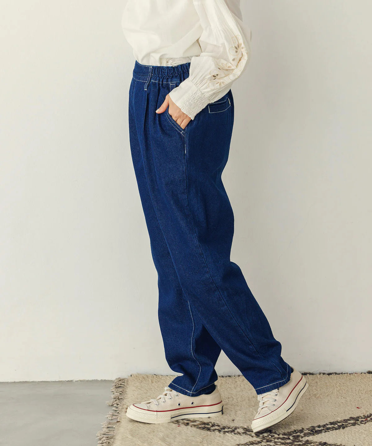 【hunch】デニム/ツイルテーパードパンツ -ネイビー- ※8/27-9/2より順次配送予定