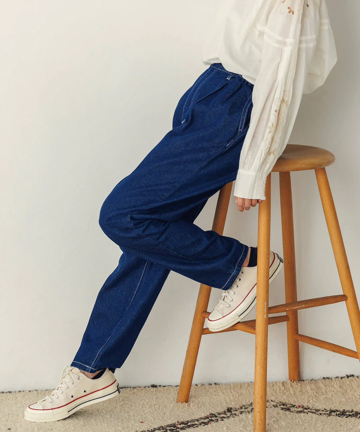 【hunch】デニム/ツイルテーパードパンツ -ネイビー- ※8/27-9/2より順次配送予定