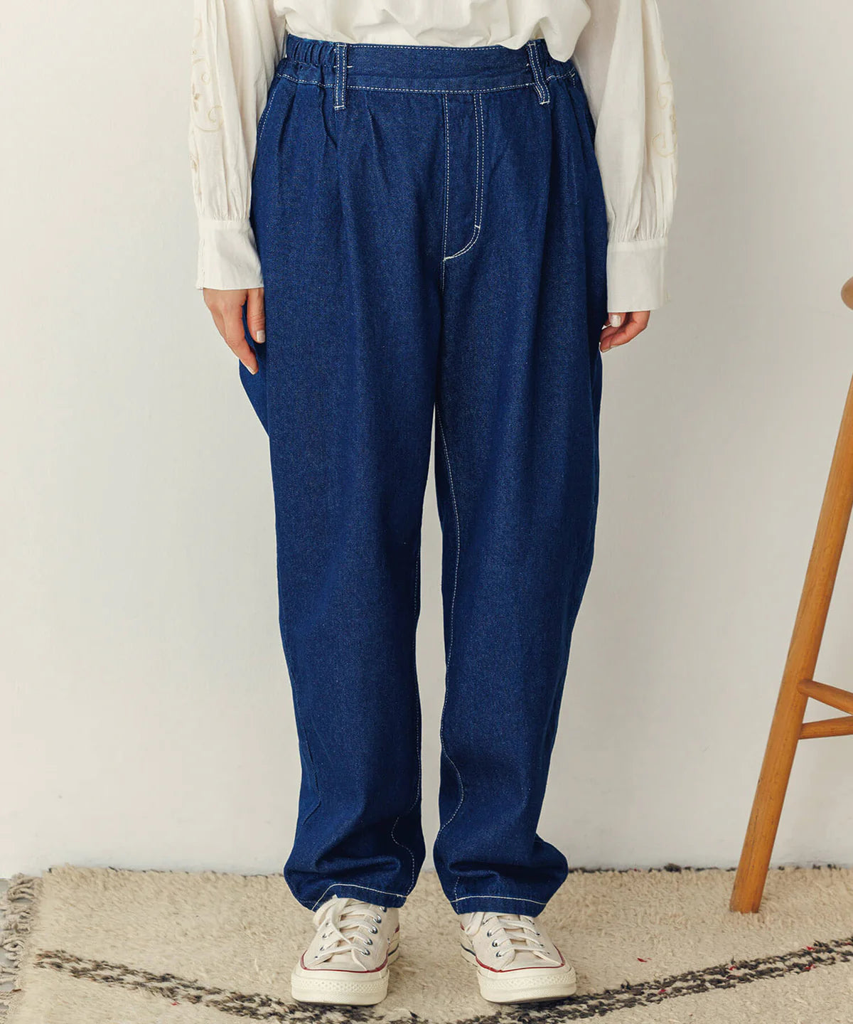 【hunch】デニム/ツイルテーパードパンツ -ネイビー- ※8/27-9/2より順次配送予定