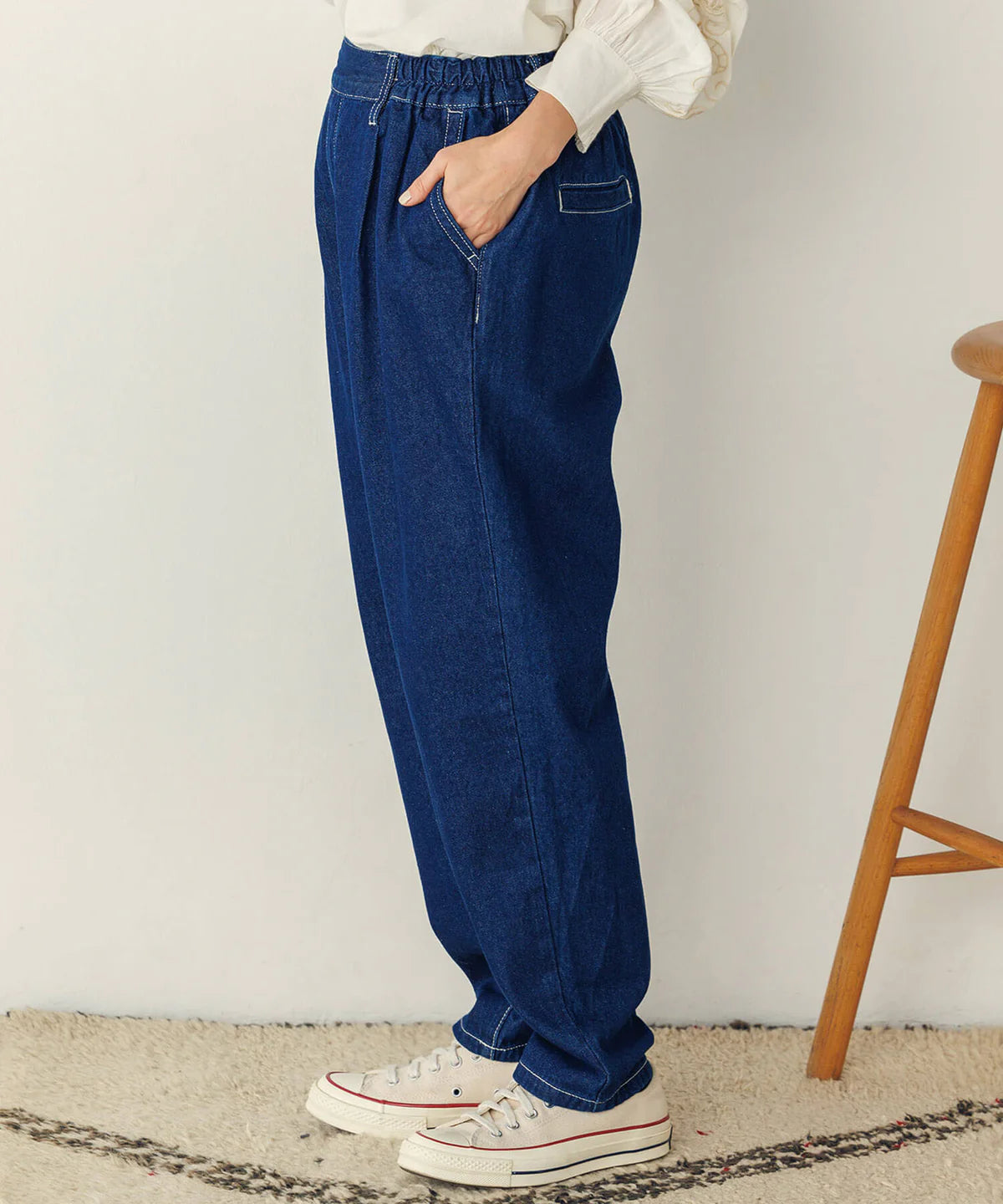【hunch】デニム/ツイルテーパードパンツ -ネイビー- ※8/27-9/2より順次配送予定