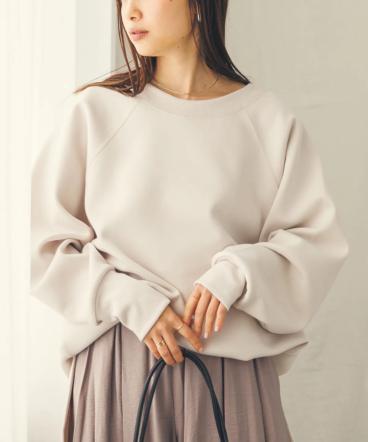 【hunch】ダンボールオーバードルマンスウェット -グレイッシュベージュ- ※8/27-9/2より順次配送予定
