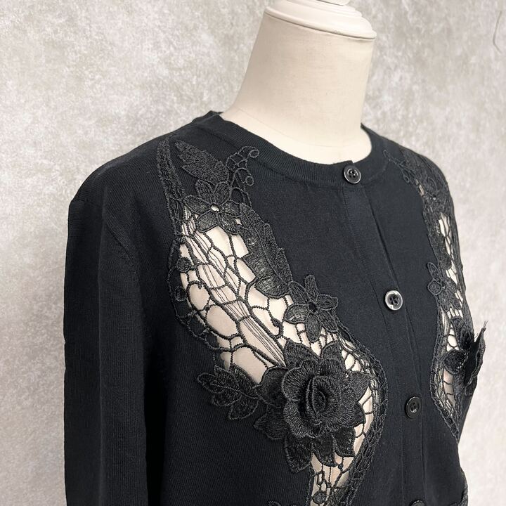 レース刺繍カーディガン -ブラック-※6/11~6/17頃より順次発送予定