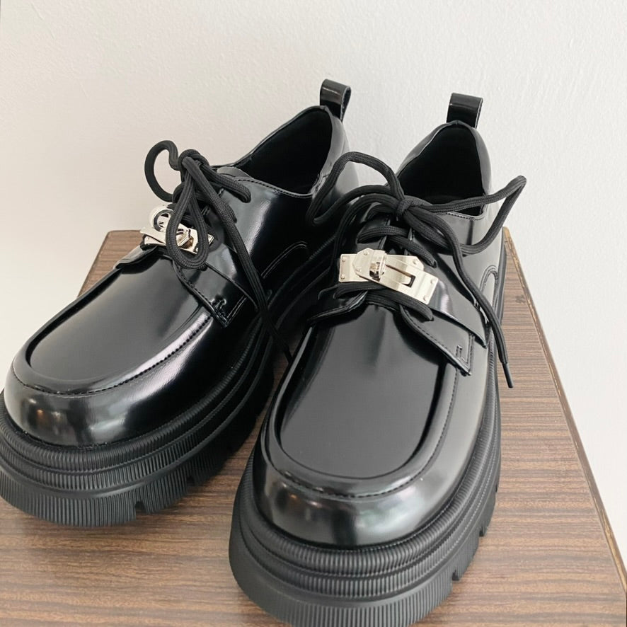 【予約おっせぇ〜靴】レースアップ厚底ローファー ※1月中旬から下旬より順次発送予定