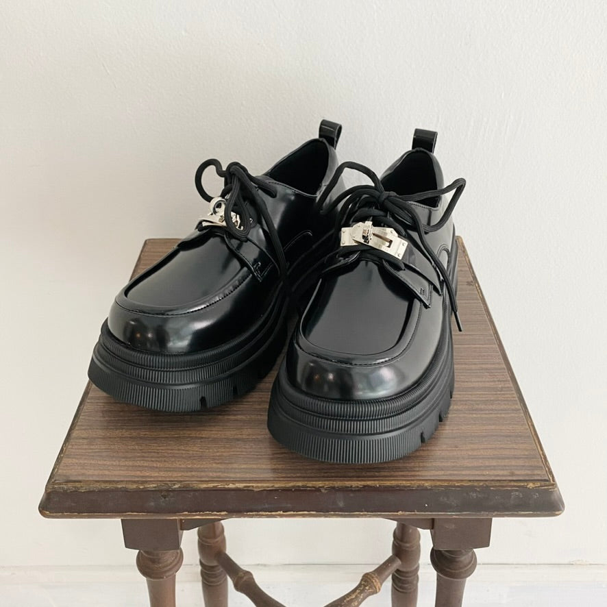 【予約おっせぇ〜靴】レースアップ厚底ローファー ※1月中旬から下旬より順次発送予定