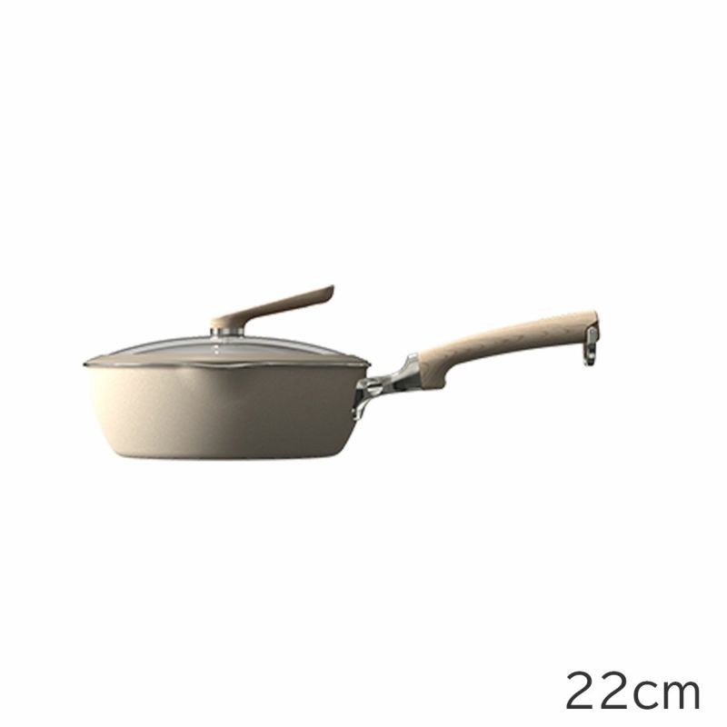 evercook　DECO　22cmフライパン+ガラスふたセット (ベージュ)　※11/12〜18より順次発送