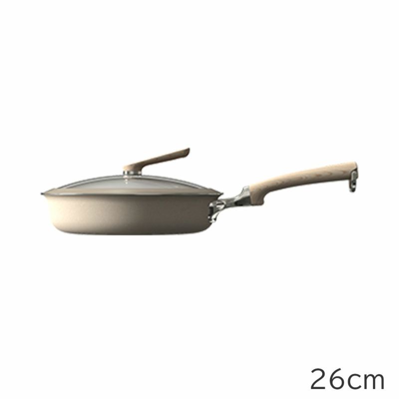 【人気】evercook　DECO　26cmフライパン+ガラスふたセット (ベージュ)　※11/12〜18より順次発送