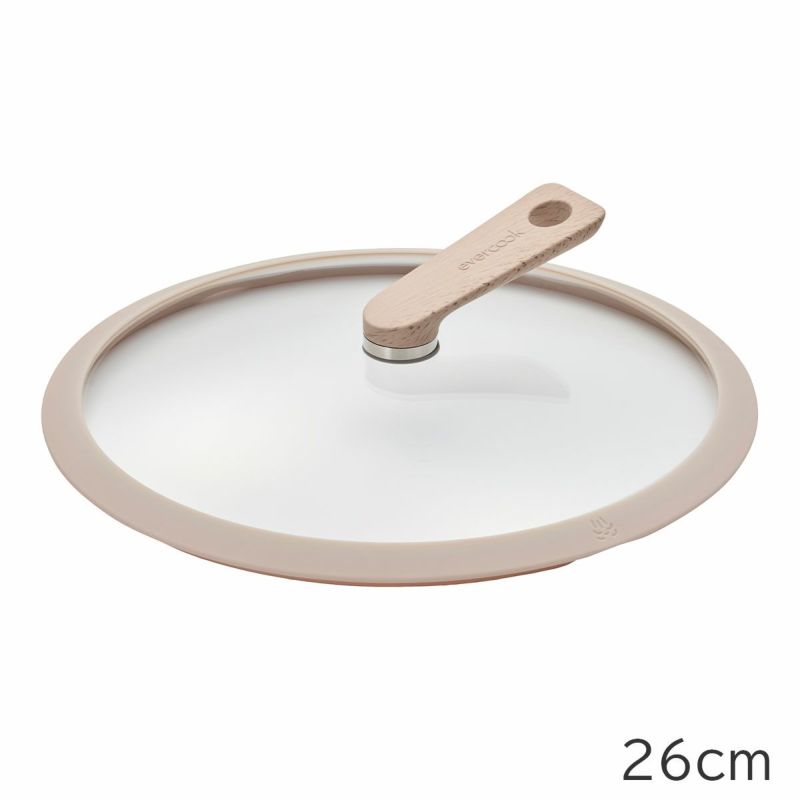 【人気】evercook　DECO　26cmフライパン+ガラスふたセット (ベージュ)　※11/12〜18より順次発送