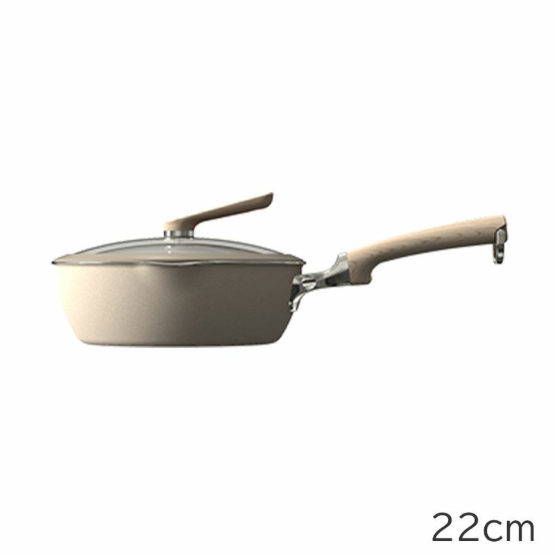 evercook　DECO　22cmマルチパン+ガラスふたセット (ベージュ)　※11/12〜18より順次発送