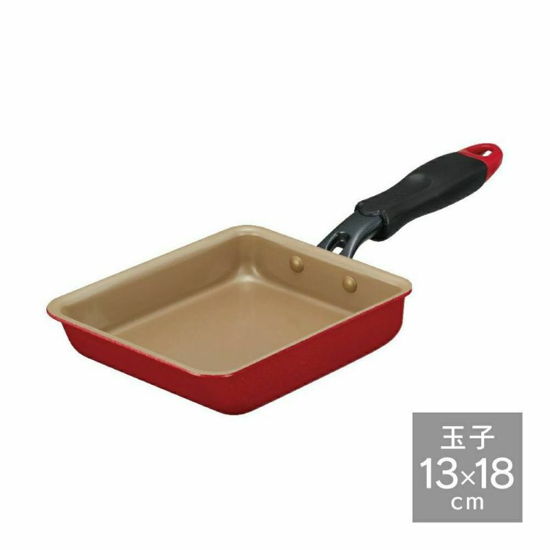 【オール熱源対応】evercook IH玉子焼13cm×18cm　レッド（箱無し納品）　※11/12〜18より順次発送