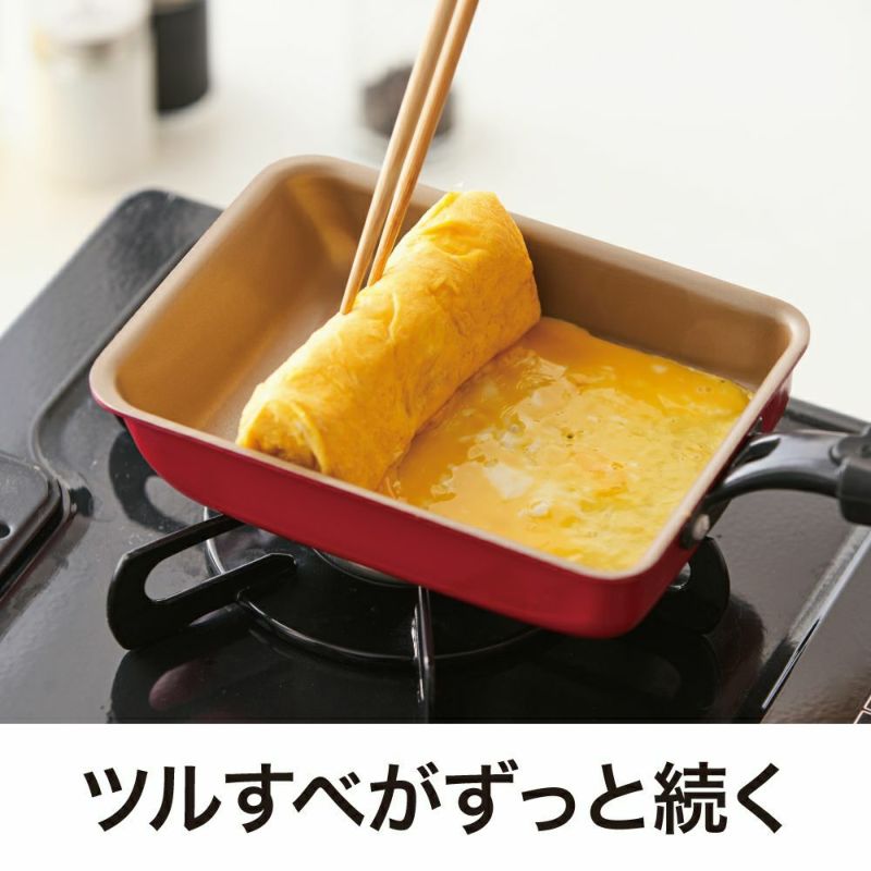 【オール熱源対応】evercook IH玉子焼13cm×18cm　レッド（箱無し納品）　※11/12〜18より順次発送