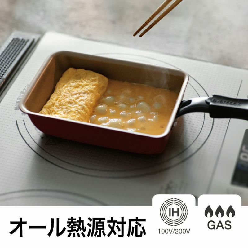 【オール熱源対応】evercook IH玉子焼13cm×18cm　レッド（箱無し納品）　※11/12〜18より順次発送