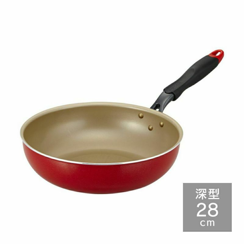 evercook IHフライパン28cm深型　レッド（箱無し納品）　※8/13~19よりより順次発送
