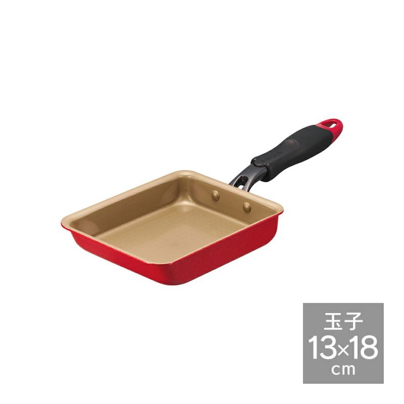 【IH・ガス両方可能】evercook　IH玉子焼13×18cm　レッド   ※7/30〜8/5迄に順次発送予定