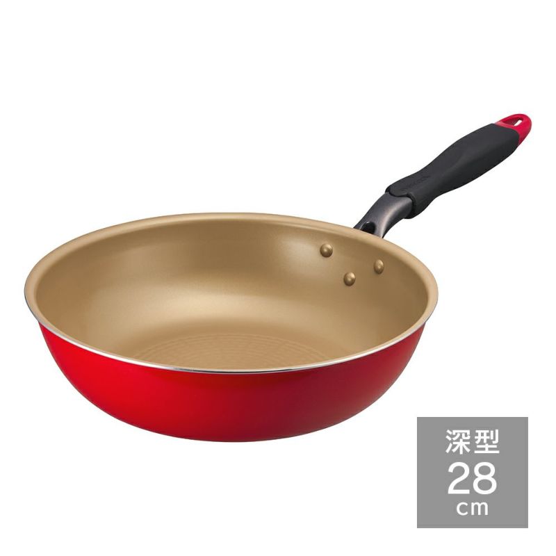evercook　IHフライパン２８ｃｍ深型　レッド    ※4/9~4/15頃より順次発送予定