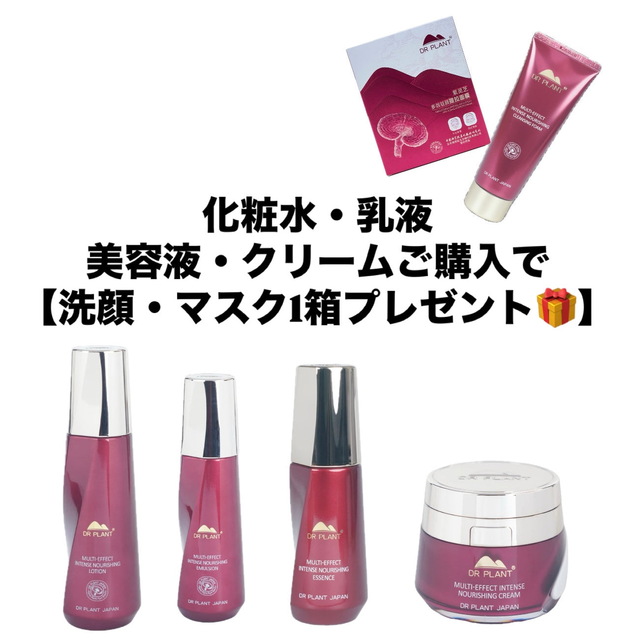 紫レイシスキンケアフルセットご購入で【洗顔+マスク1箱】🎁　※11/22~28頃メーカーより順次配送