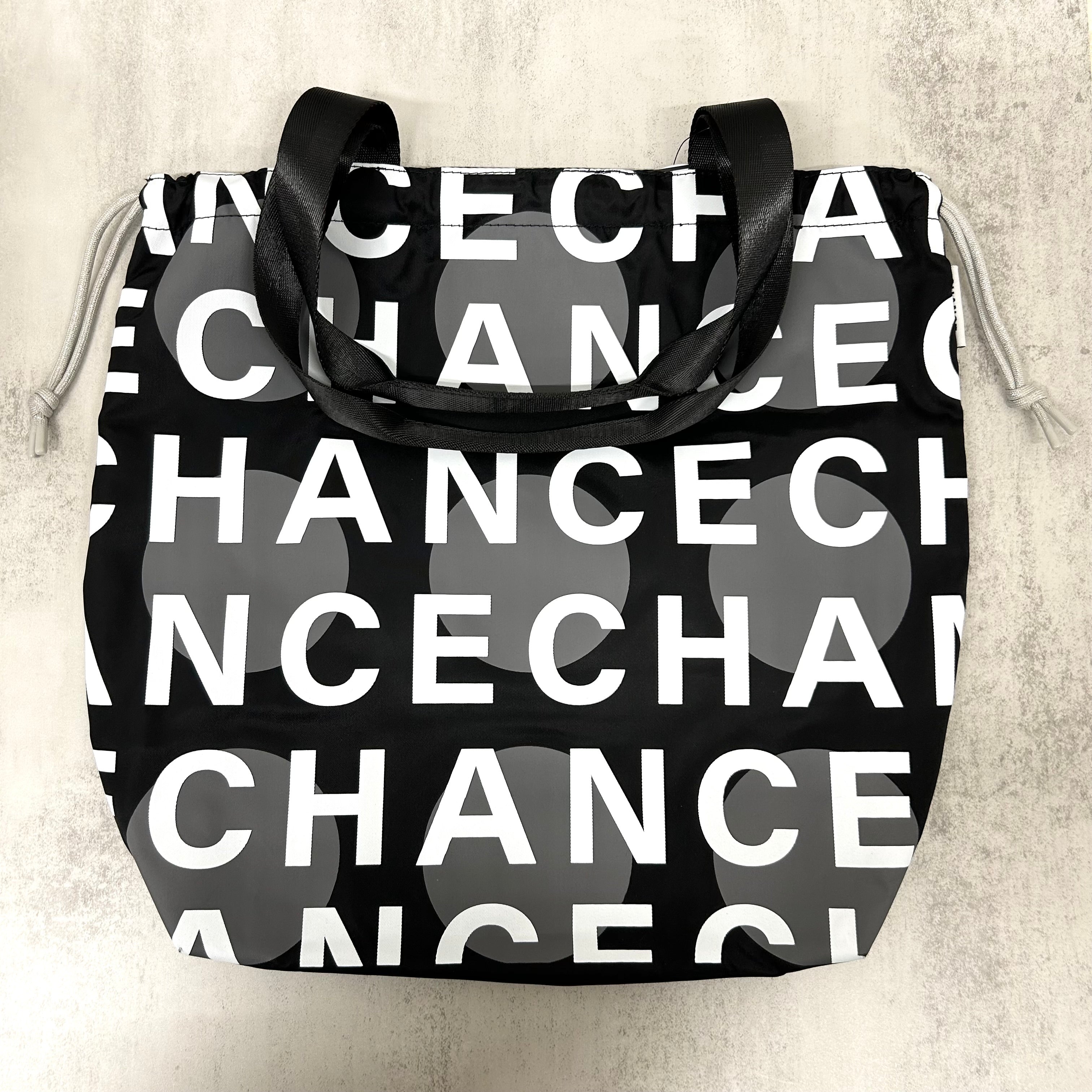 【HAPPYFACE】CHANCE 巾着ナイロントートバッグ　ブラック　※10/22〜28より順次配送