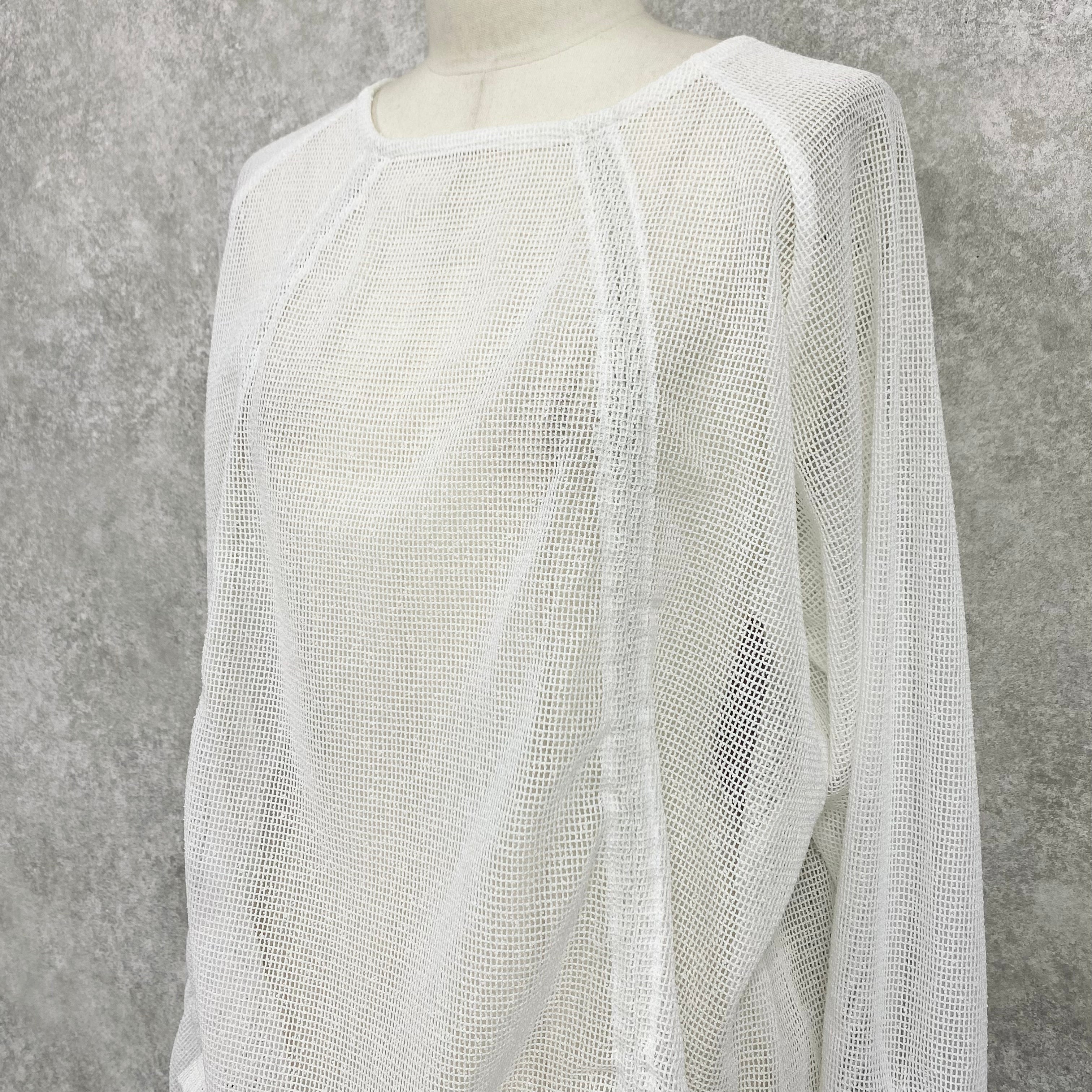 【ASYMM】TWIST LINE MESH TOPS -white-　※7/28〜8/1迄に順次発送