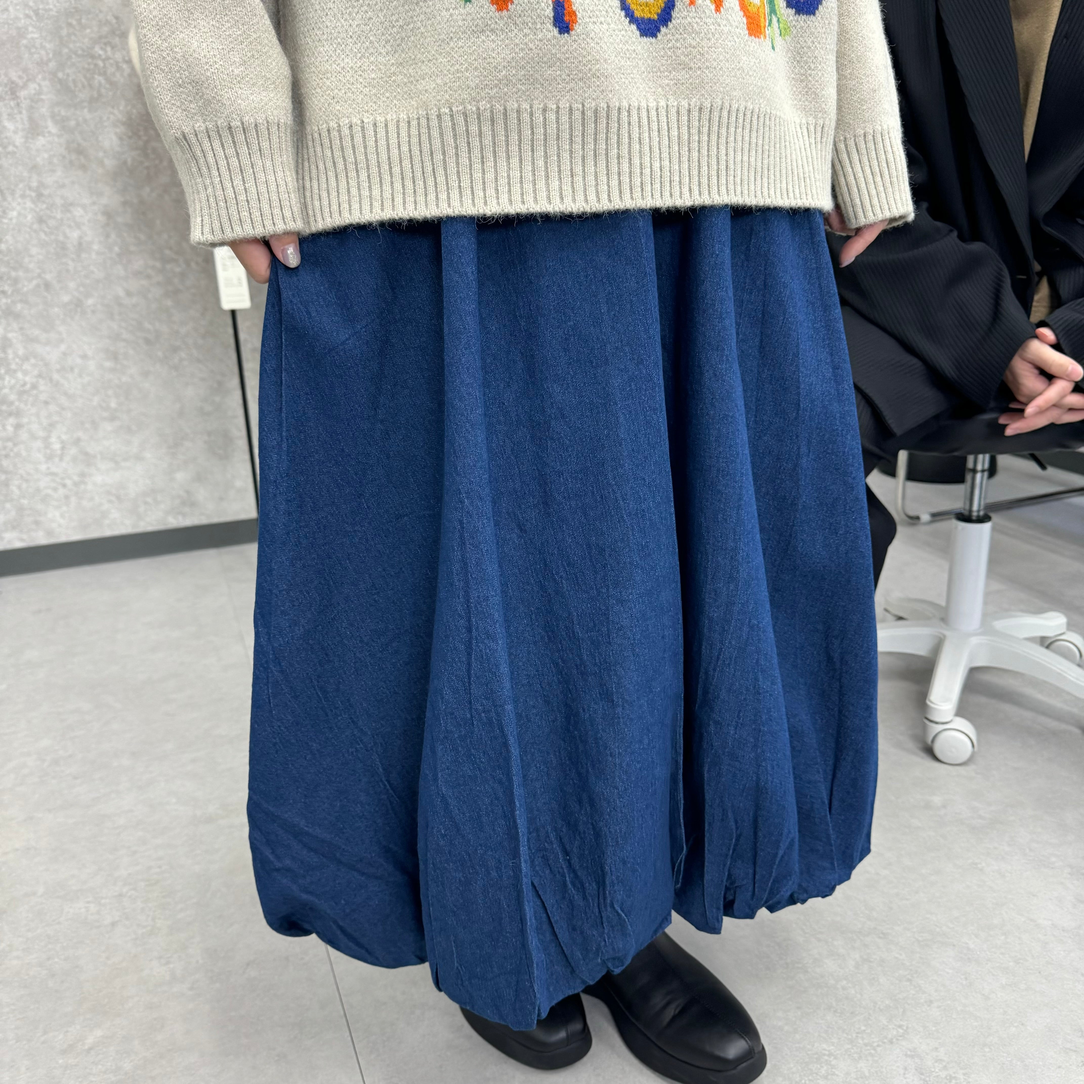 デニム バルーンスカート ブルー※12/4〜9頃事務所発送（佐川）