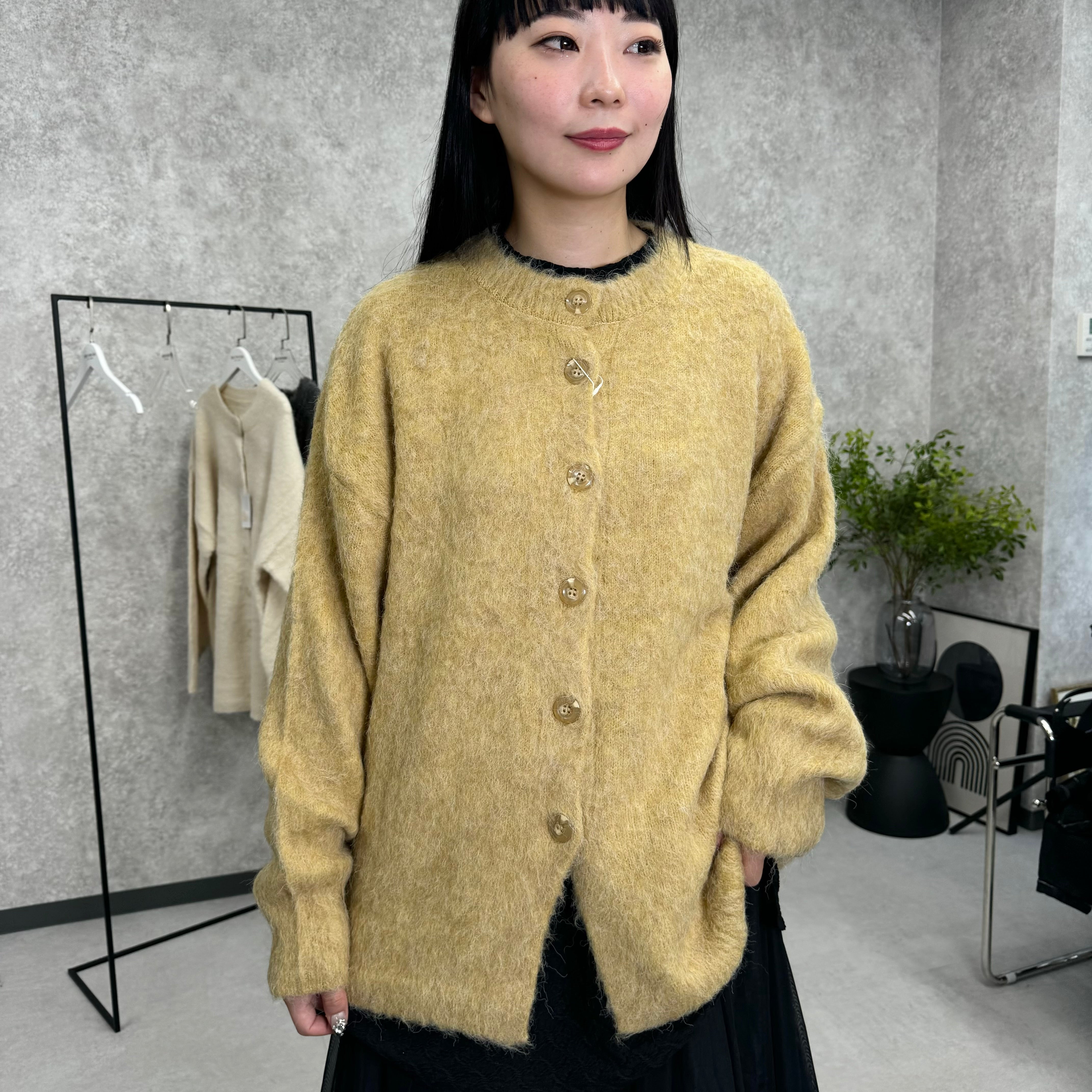 🉐タイムセール🉐モヘアアーディガン -イエロー-  ※10/15-21頃より順次配送予定