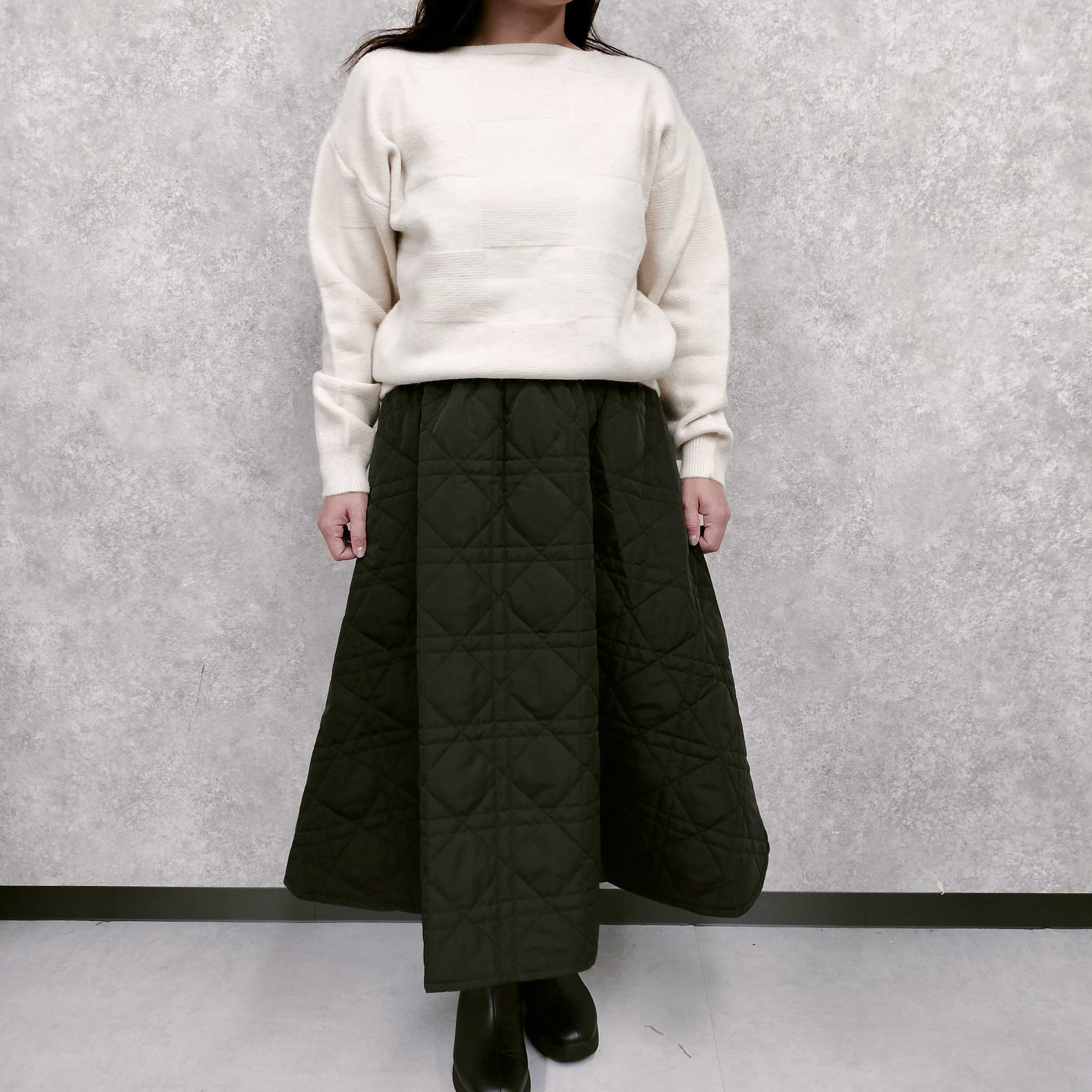 キルティング フレアスカート ブラック※12/4〜9頃事務所発送（佐川）