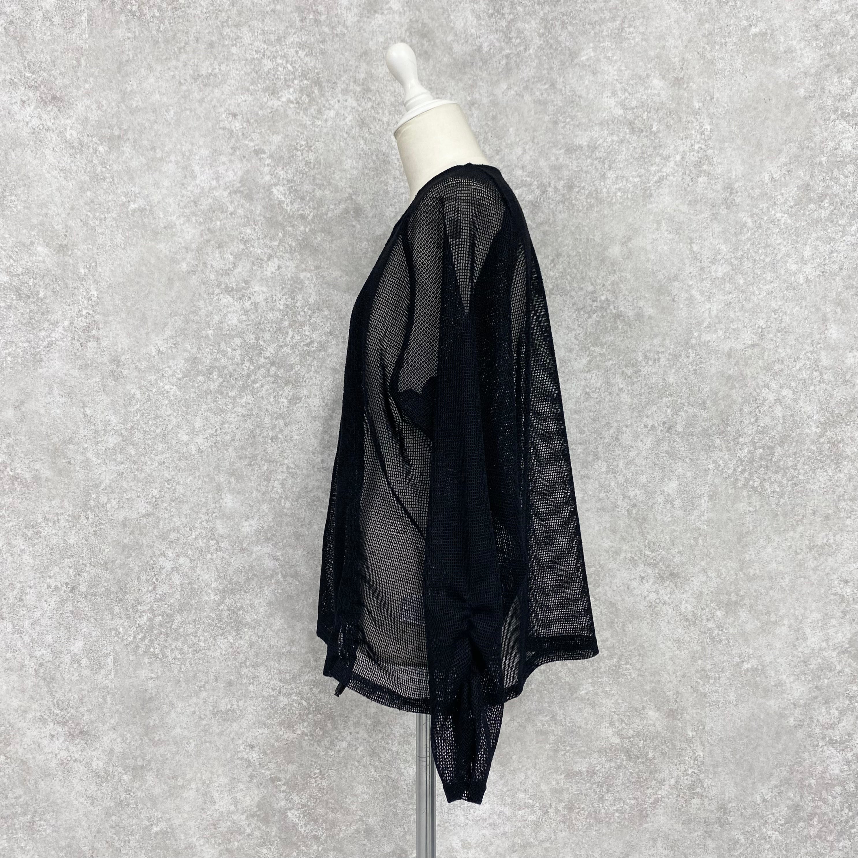 【ASYMM】TWIST LINE MESH TOPS -black-　※8/6〜12迄に順次発送予定