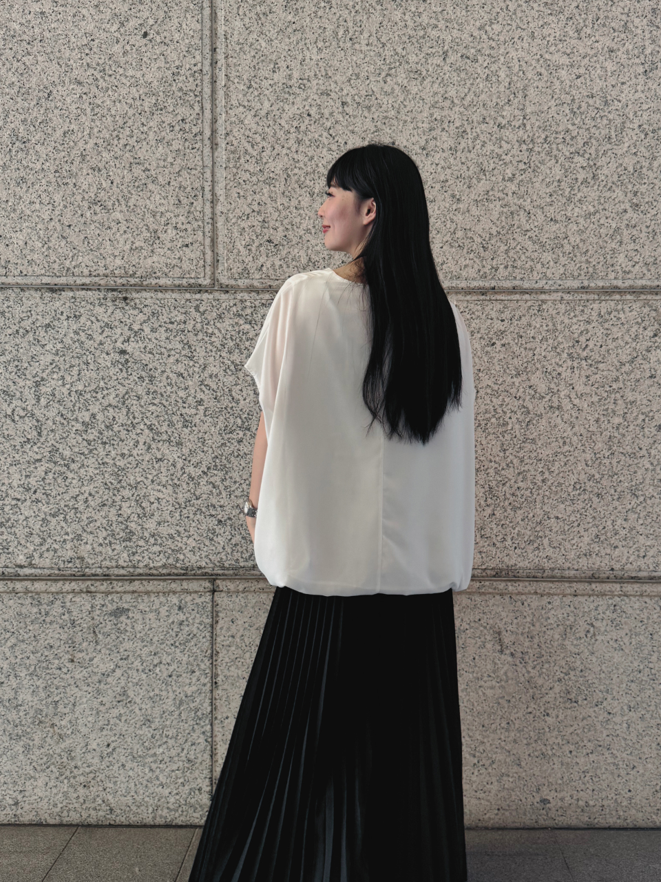 【ASYMM】MISTY CHIFFON BLOUSE -white-　※7/28〜8/1迄に順次発送