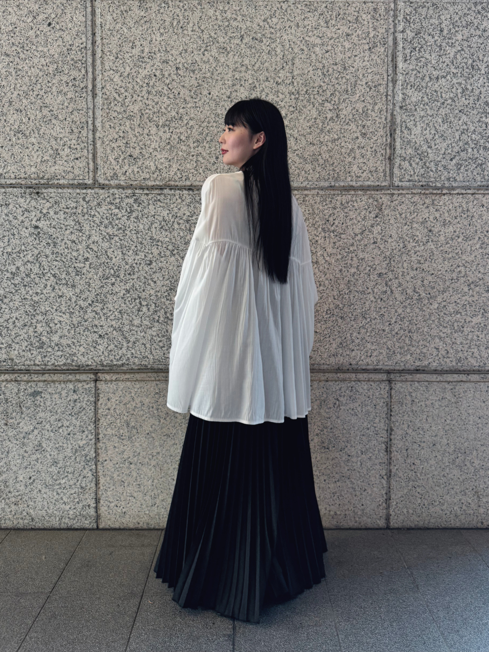 【ASYMM】COCOON FLOW SHIRT -white-　※1週間前後で配送予定