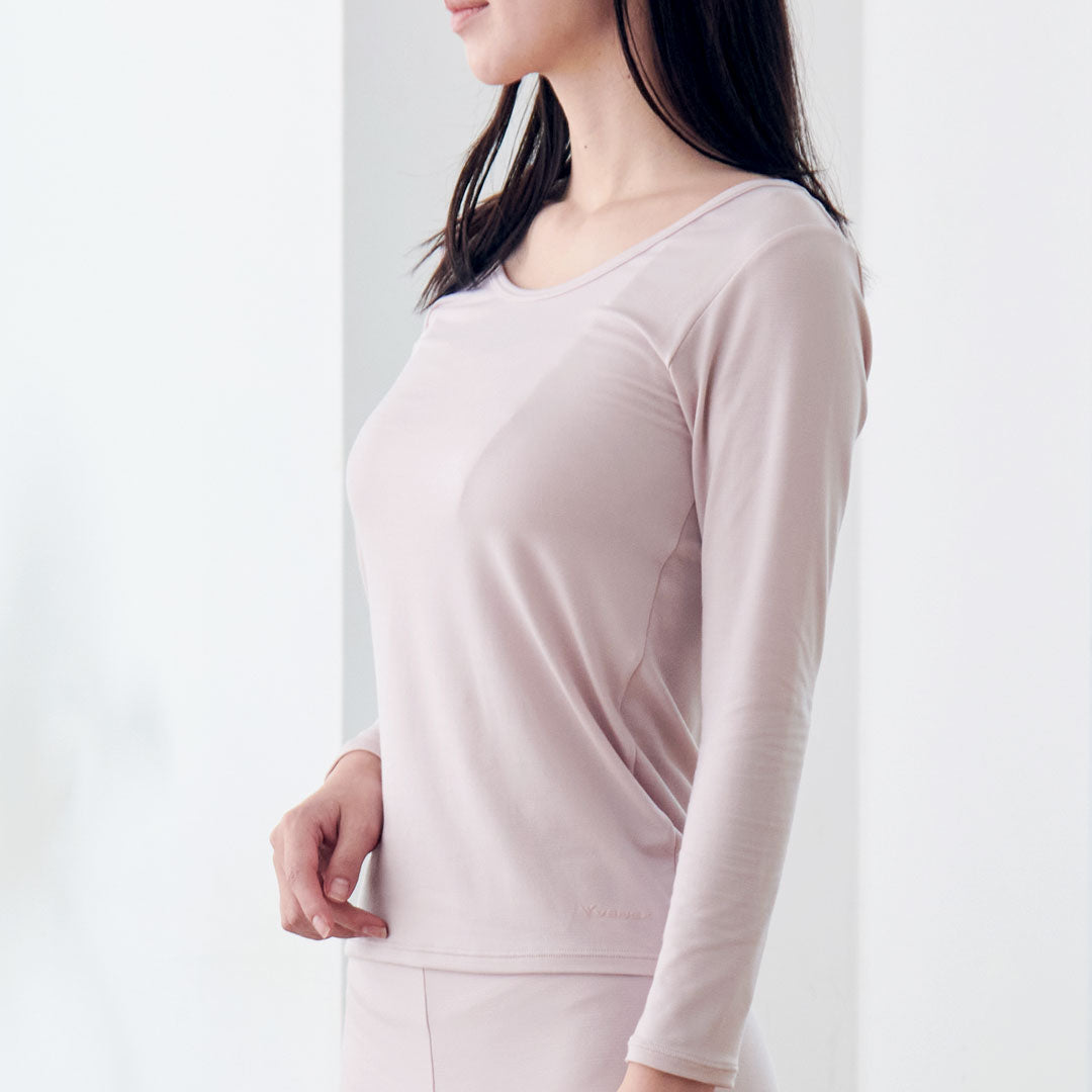 【今お持ちのパジャマの中に】8767 おうちｲﾝﾅｰ Uﾈｯｸ9分袖 ﾚﾃﾞｨ-ｽ ｽﾓｰｷｰﾋﾟﾝｸ L　※12/3〜12/9頃より配送予定