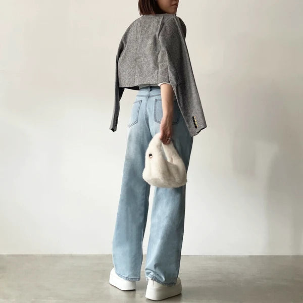 🉐大特価SALE🉐 起毛ツイードショートジャケット -チャコール-　※6/4~10迄に順次発送予定