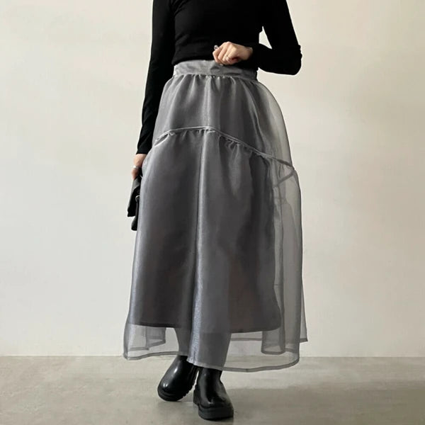 オーガンジーボリュームスカート -グレー- ※5/21〜27頃より順次配送予定 