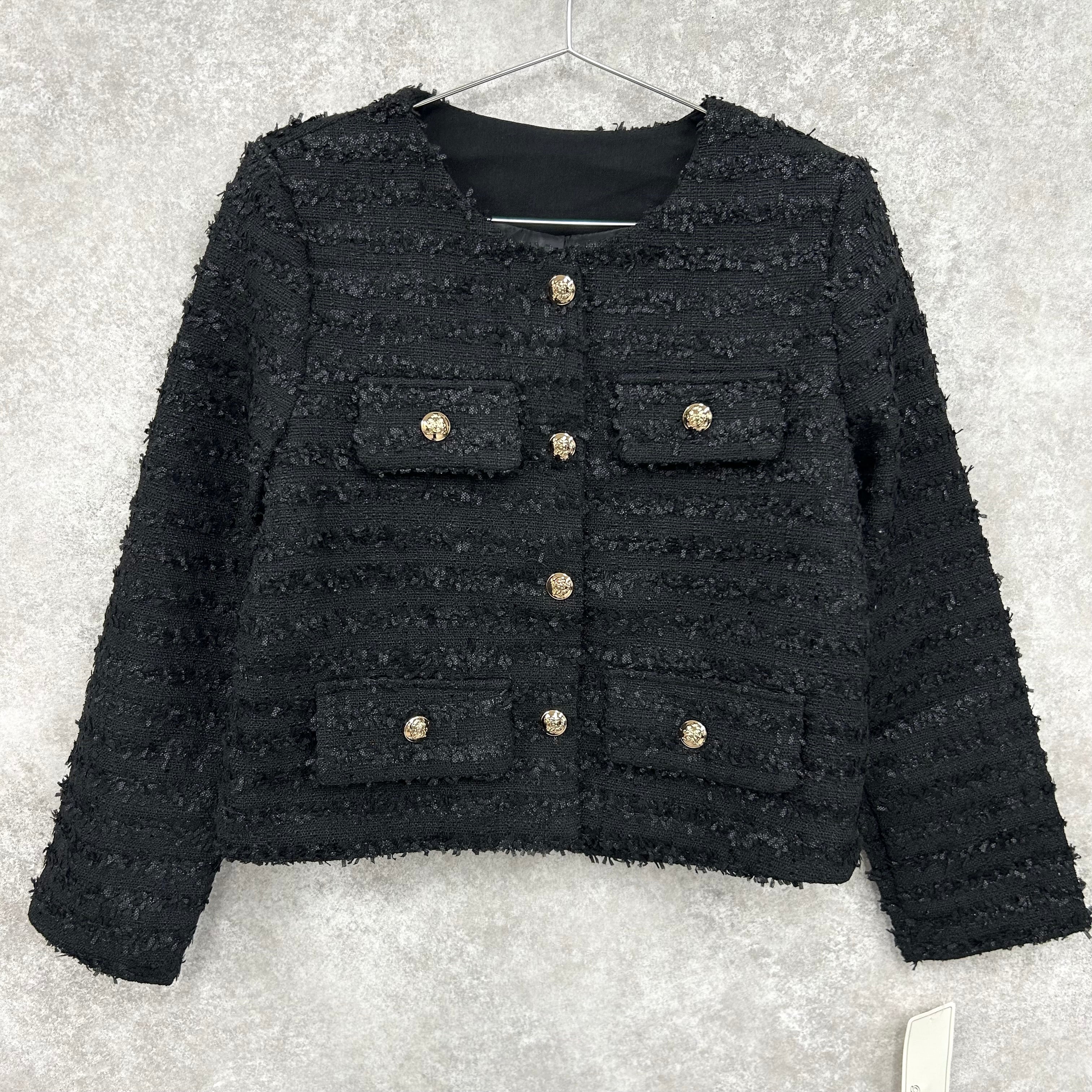 ツイードショートジャケット　-ブラック-　※ハンガー納品　※4/2~4/8迄に順次発送予定