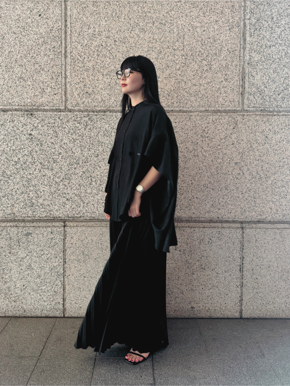 【ASYMM】COCOON FLOW SHIRT -black-　※7/28〜8/1迄に順次発送