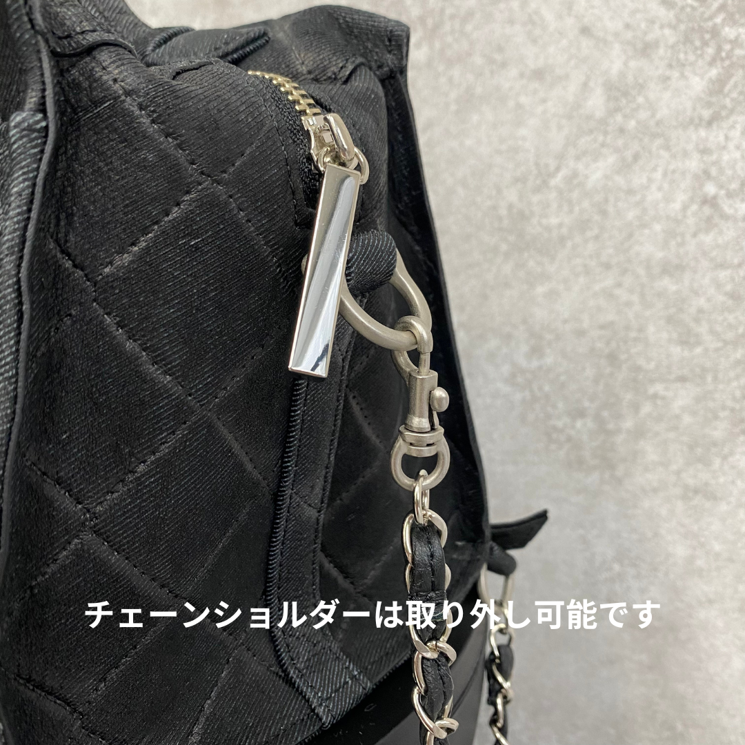 【MUL106-GL】キューブショルダー デニムレザーキルティング(ブラック) ゴールドライン　※10/29〜11/2より弊社事務所から順次発送
