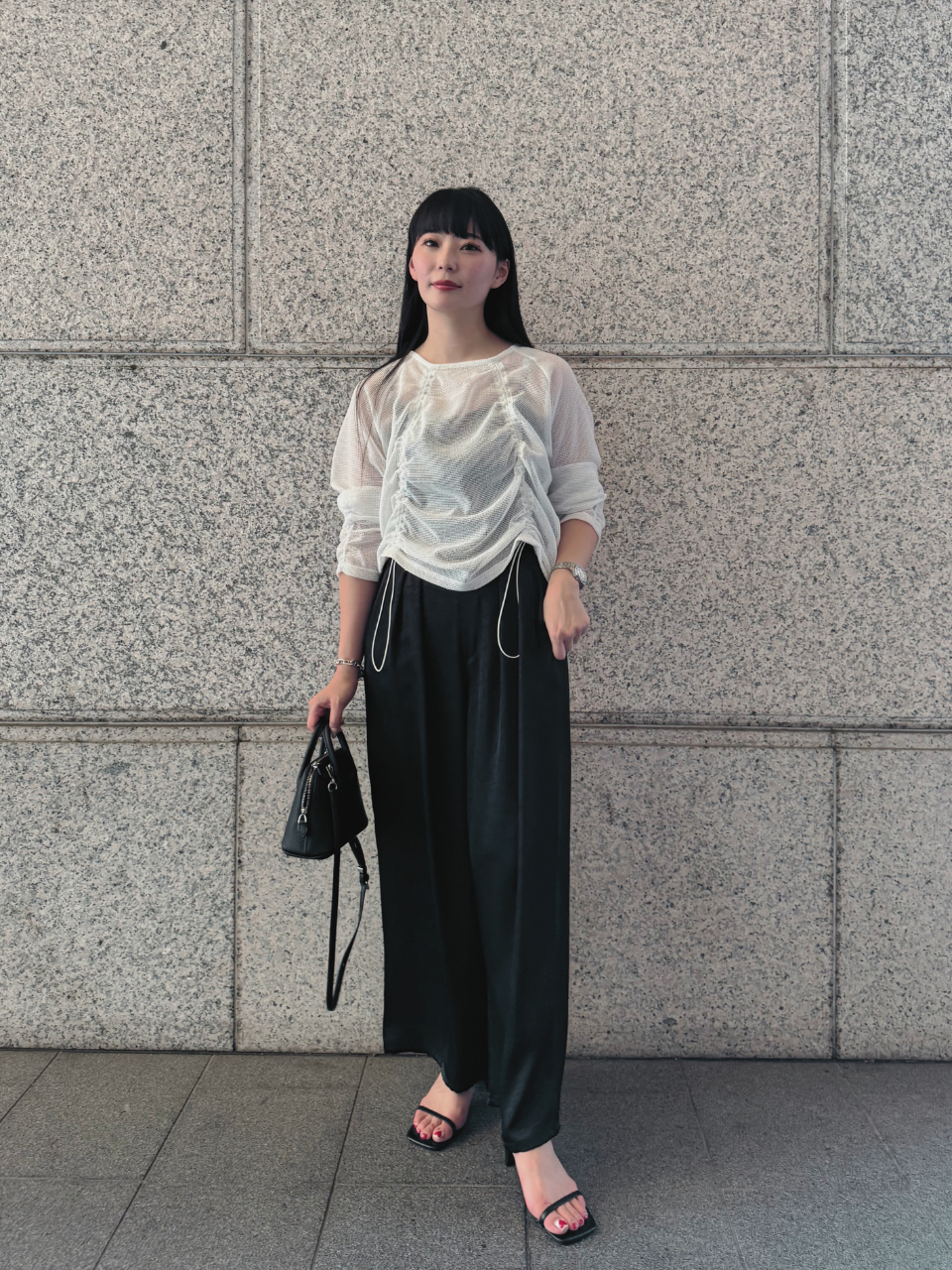 【ASYMM】TWIST LINE MESH TOPS -white-　※7/28〜8/1迄に順次発送