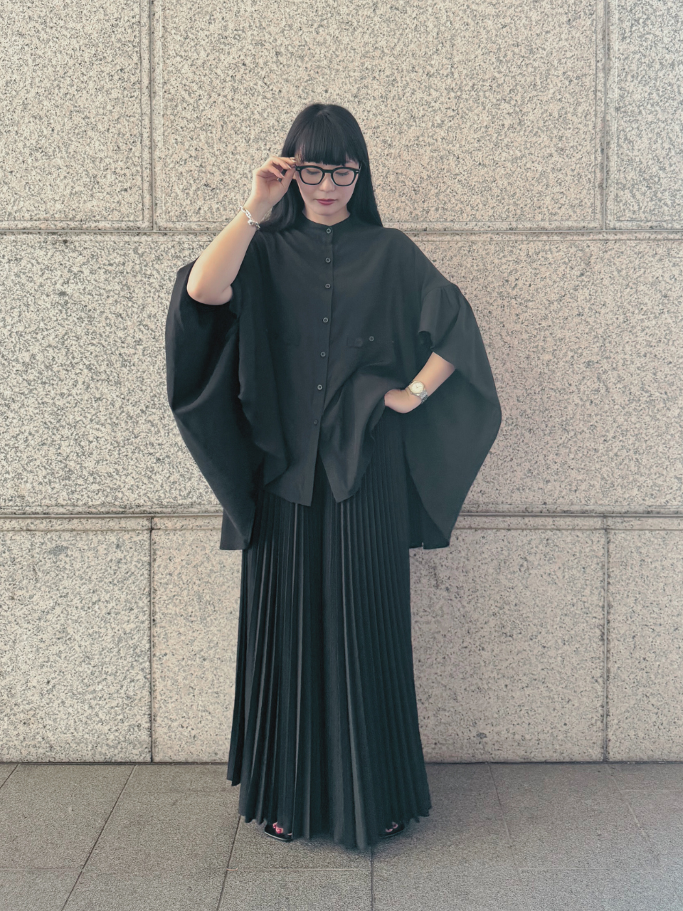 【ASYMM】COCOON FLOW SHIRT -black-　※7/28〜8/1迄に順次発送