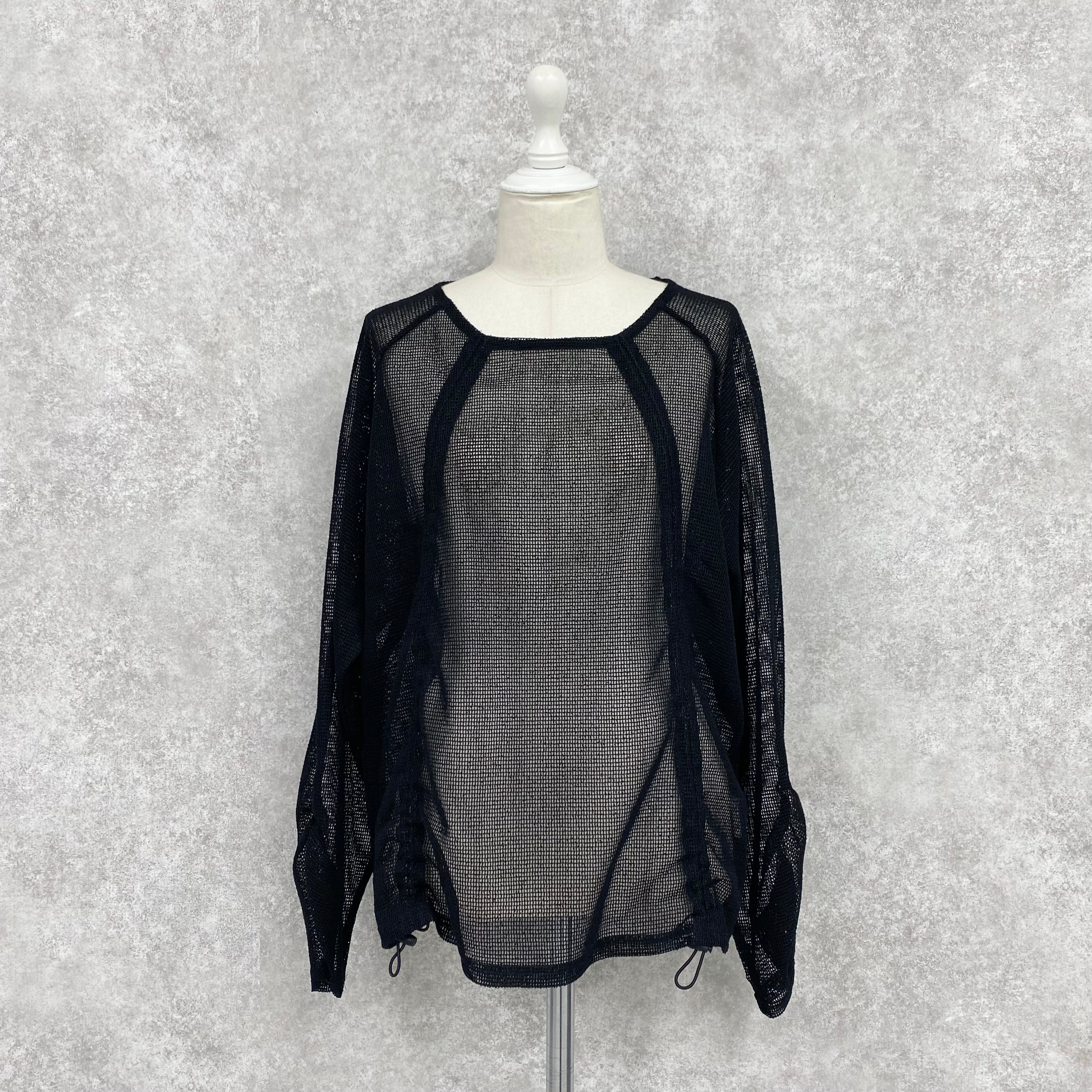 【ASYMM】TWIST LINE MESH TOPS -black-　※8/6〜12迄に順次発送予定