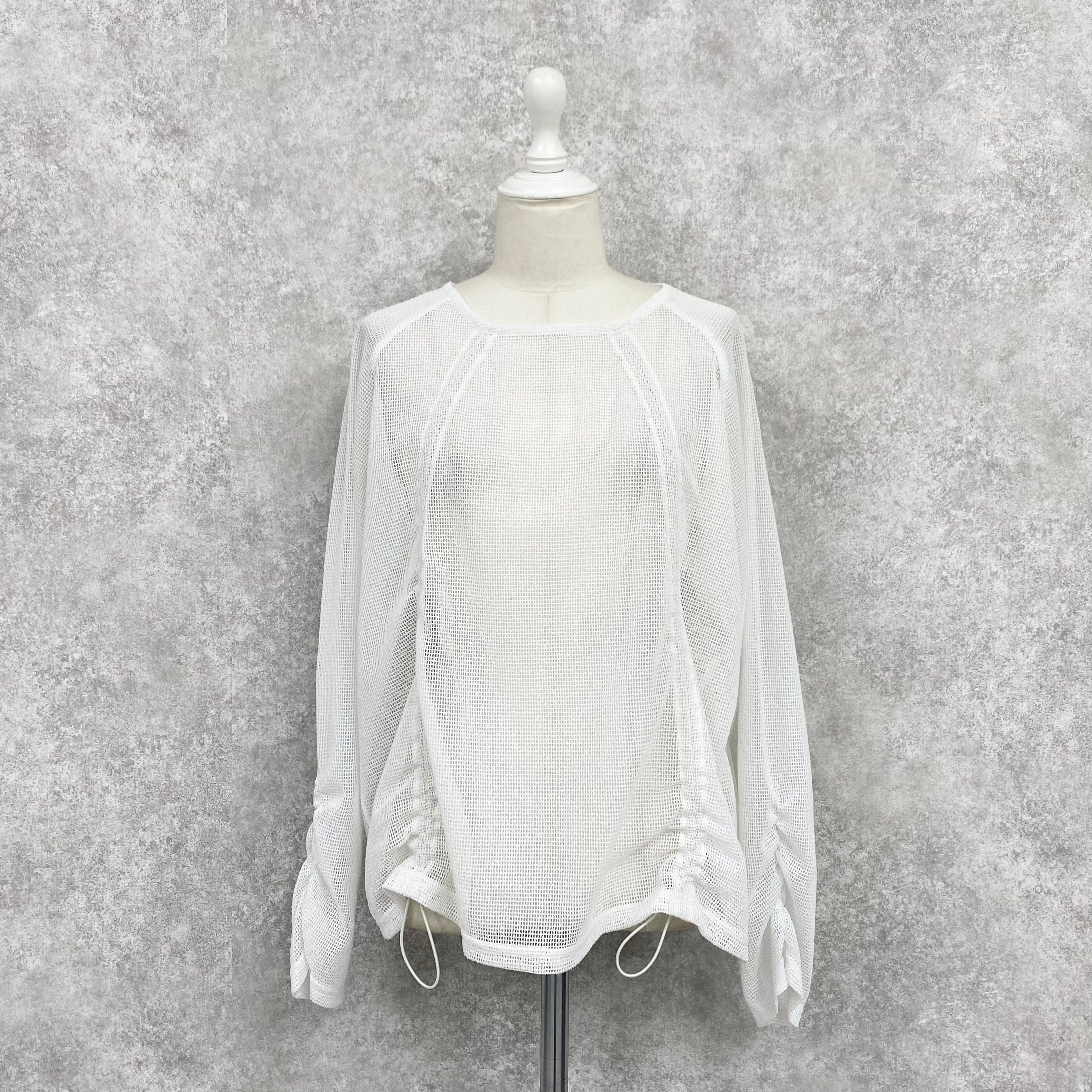 【ASYMM】TWIST LINE MESH TOPS -white-　※7/28〜8/1迄に順次発送