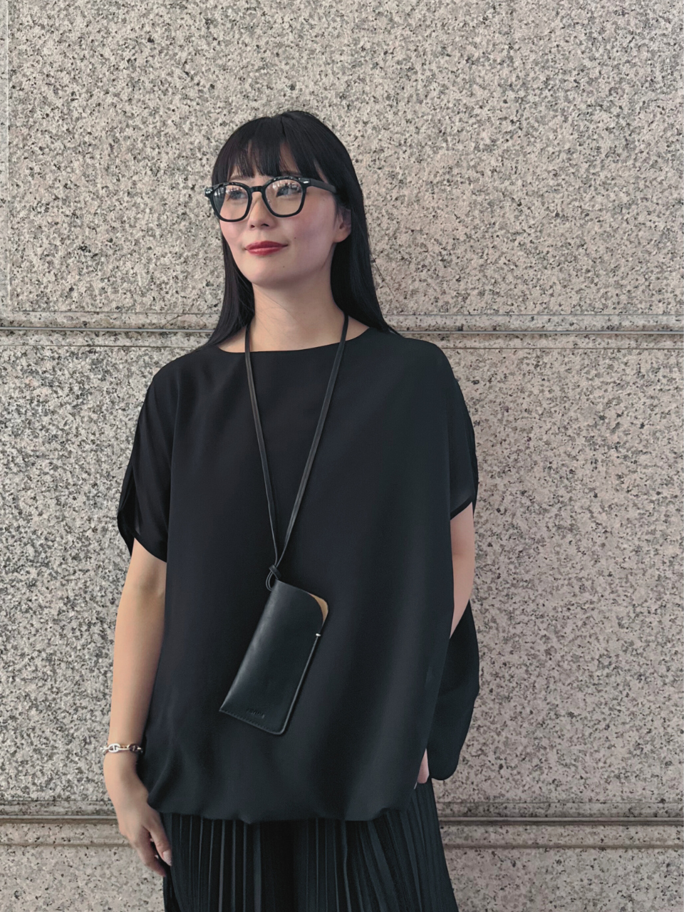 【ASYMM】MISTY CHIFFON BLOUSE -black-　※7/28〜8/1迄に順次発送
