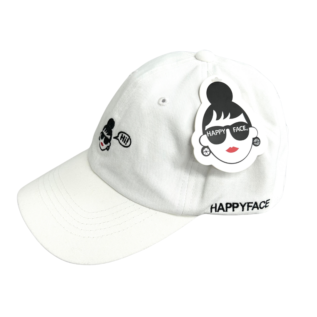 【HAPPYFACE】刺繍ポイントキャップ　ホワイト　※2/12〜17頃より順次配送予定