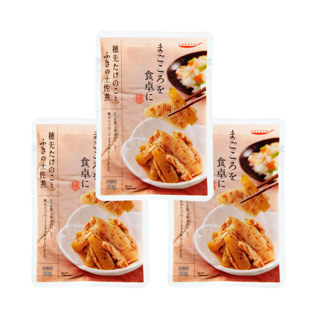 【K&K】tabete 穂先たけのことふきの土佐煮 3袋セット　※7/23〜29迄に順次発送予定