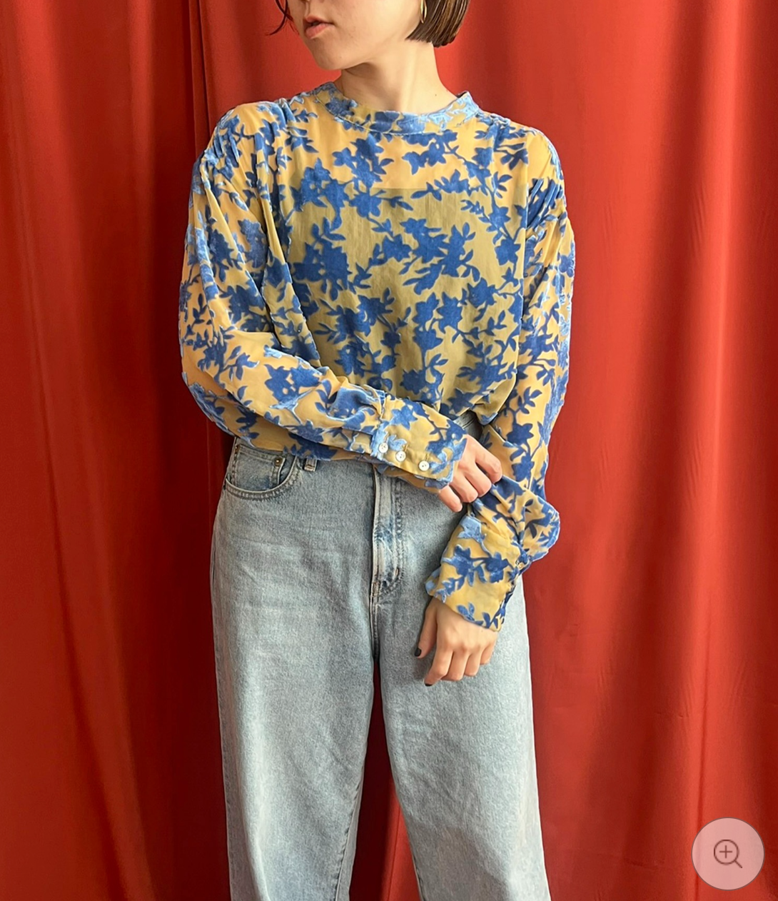 【LHELBIE】シアーベロアブラウス  -イエロー-　※10/22-28頃より順次配送予定