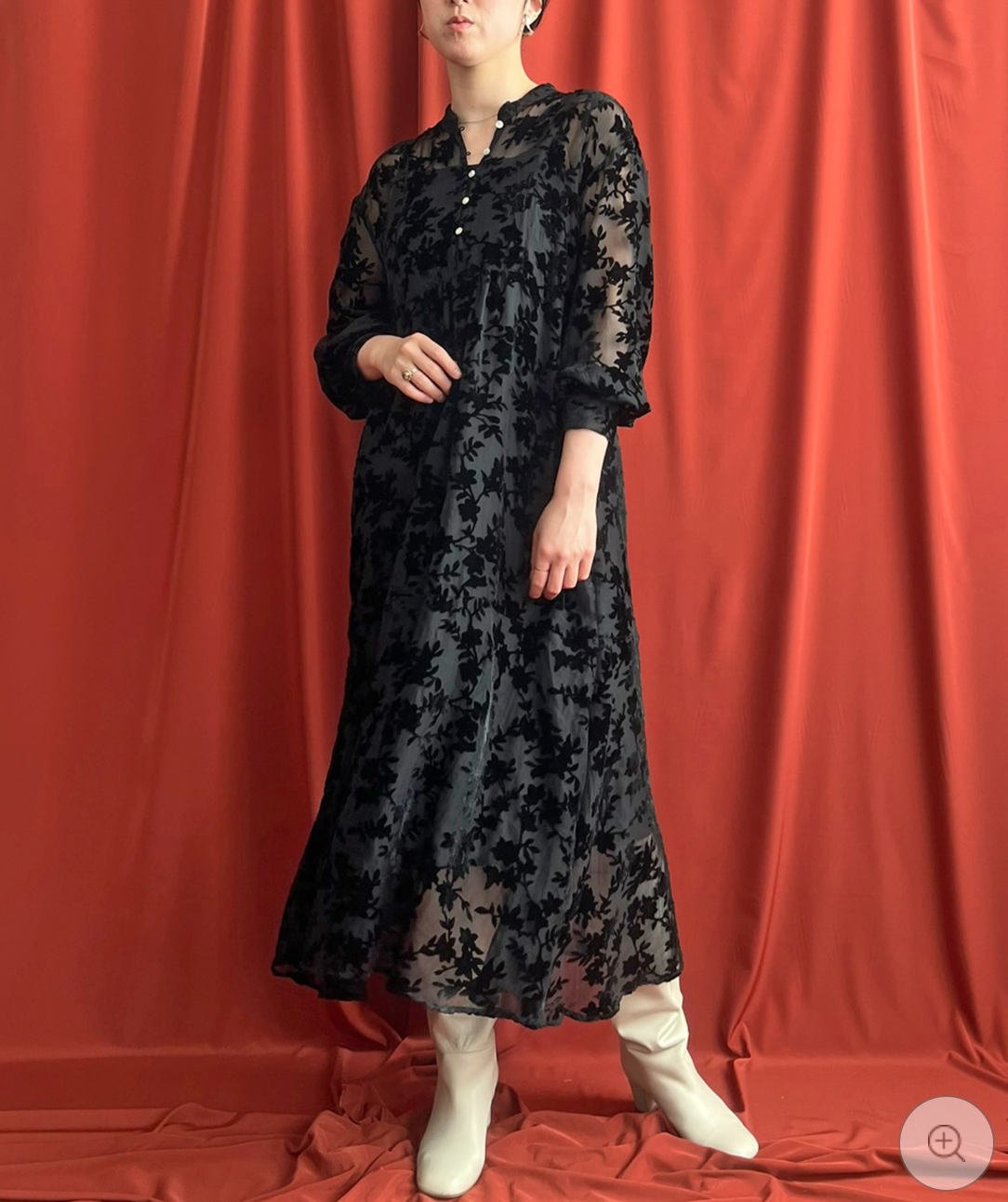 【LHELBIE】シアーベロアワンピース  -ブラック-　※10/22-28頃より順次配送予定